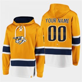 Wholesale Cheap Men\'s Nashville Predators Active Player Custom Gold Ageless Must-Have Lace-Up Pullover Hoodie
