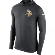 Wholesale Cheap Men's Minnesota Vikings Nike Charcoal Stadium Touch Hooded Performance Long Sleeve T-Shirt