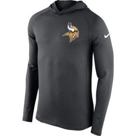 Wholesale Cheap Men\'s Minnesota Vikings Nike Charcoal Stadium Touch Hooded Performance Long Sleeve T-Shirt