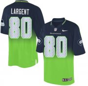 Wholesale Cheap Nike Seahawks #80 Steve Largent Steel Blue/Green Men's Stitched NFL Elite Fadeaway Fashion Jersey