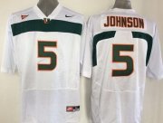 Wholesale Cheap Men's Miami Hurricanes #5 Andre Johnson White NCAA Football Nike Jersey