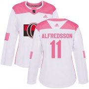 Wholesale Cheap Adidas Senators #11 Daniel Alfredsson White/Pink Authentic Fashion Women's Stitched NHL Jersey
