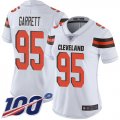 Wholesale Cheap Nike Browns #95 Myles Garrett White Women's Stitched NFL 100th Season Vapor Limited Jersey