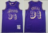 Wholesale Cheap Men's Los Angeles Lakers #34 Shaquille O'neal 1996-97 Purple Hardwood Classics Soul Swingman Throwback Jersey