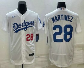 Cheap Men\'s Los Angeles Dodgers #28 JD Martinez Number White Flex Base Stitched Baseball Jersey