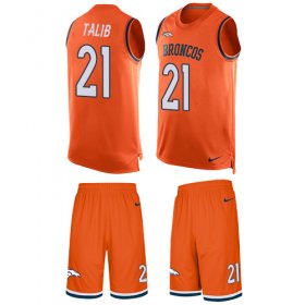 Wholesale Cheap Nike Broncos #21 Aqib Talib Orange Team Color Men\'s Stitched NFL Limited Tank Top Suit Jersey