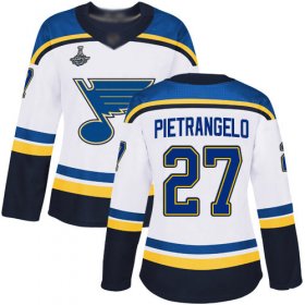 Wholesale Cheap Adidas Blues #27 Alex Pietrangelo White Road Authentic Stanley Cup Champions Women\'s Stitched NHL Jersey