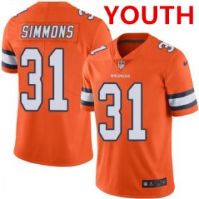 Wholesale Cheap Nike Broncos #31 Justin Simmons Orange Youth Stitched NFL Limited Rush Jersey