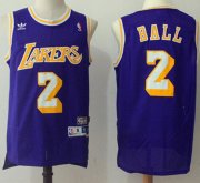 Wholesale Cheap Los Angeles Lakers #2 Lonzo Ball Purple Throwback Stitched NBA Jersey