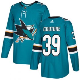 Wholesale Cheap Adidas Sharks #39 Logan Couture Teal Home Authentic Stitched NHL Jersey