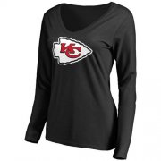 Wholesale Cheap Women's Kansas City Chiefs Pro Line Primary Team Logo Slim Fit Long Sleeve T-Shirt Black