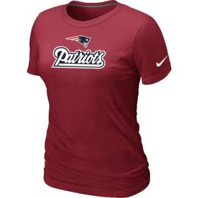 Wholesale Cheap Women\'s Nike New England Patriots Authentic Logo T-Shirt Red