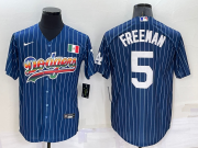 Wholesale Cheap Men's Los Angeles Dodgers #5 Freddie Freeman Rainbow Blue Red Pinstripe Mexico Cool Base Nike Jersey