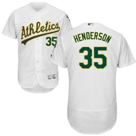 Wholesale Cheap Athletics #35 Rickey Henderson White Flexbase Authentic Collection Stitched MLB Jersey