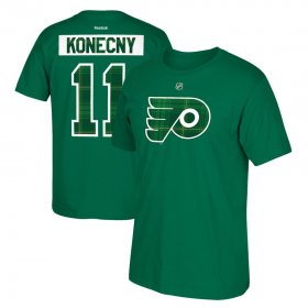 Wholesale Cheap Philadelphia Flyers #11 Travis Konecny Reebok St. Paddy\'s Day Name & Number T-Shirt Green