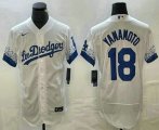 Cheap Men's Los Angeles Dodgers #18 Yoshinobu Yamamoto White 2022 City Connect Flex Base Stitched Jersey