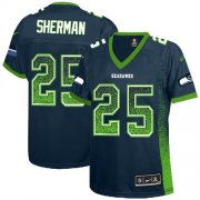 Wholesale Cheap Nike Seahawks #25 Richard Sherman Steel Blue Team Color Women's Stitched NFL Elite Drift Fashion Jersey