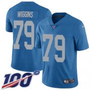 Wholesale Cheap Nike Lions #79 Kenny Wiggins Blue Throwback Men's Stitched NFL 100th Season Vapor Untouchable Limited Jersey