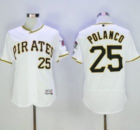 Wholesale Cheap Pirates #25 Gregory Polanco White Flexbase Authentic Collection Stitched MLB Jersey