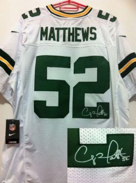 Wholesale Cheap Nike Packers #52 Clay Matthews White Men\'s Stitched NFL Elite Autographed Jersey