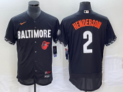 Wholesale Cheap Men's Baltimore Orioles #2 Gunnar Henderson Black 2023 City Connect Flex Base Stitched Jersey 1