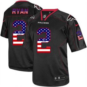 Wholesale Cheap Nike Falcons #2 Matt Ryan Black Men\'s Stitched NFL Elite USA Flag Fashion Jersey