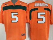 Wholesale Cheap Men's Miami Hurricanes #5 Andre Johnson Orange NCAA Football Nike Jersey