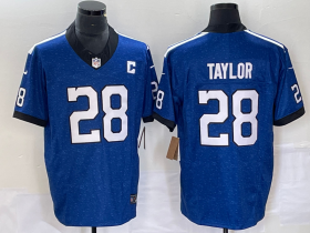 Wholesale Cheap Men\'s Indianapolis Colts #28 Jonathan Taylor Royal 2023 FUSE Indiana Nights Limited Stitched Jersey
