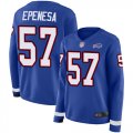 Wholesale Cheap Nike Bills #57 A.J. Epenesas Royal Blue Team Color Women's Stitched NFL Limited Therma Long Sleeve Jersey
