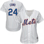 Wholesale Cheap Mets #24 Robinson Cano White(Blue Strip) Women's Home Stitched MLB Jersey
