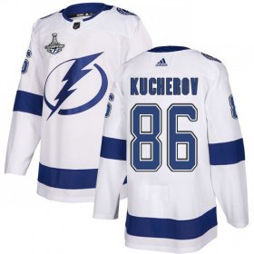 Cheap Adidas Lightning #86 Nikita Kucherov White Road Authentic Youth 2020 Stanley Cup Champions Stitched NHL Jersey