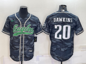 Wholesale Cheap Men\'s Philadelphia Eagles #20 Brian Dawkins Grey Camo With Patch Cool Base Stitched Baseball Jersey