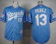 Wholesale Cheap Royals #13 Salvador Perez Light Blue 1985 Turn Back The Clock Stitched MLB Jersey