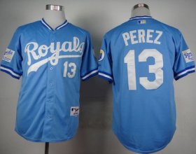Wholesale Cheap Royals #13 Salvador Perez Light Blue 1985 Turn Back The Clock Stitched MLB Jersey
