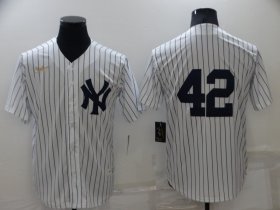Wholesale Cheap Men\'s New York Yankees #42 Mariano Rivera No Name White Throwback Stitched MLB Cool Base Nike Jersey