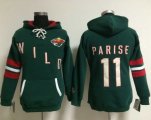 Wholesale Cheap Minnesota Wild #11 Zach Parise Green Women's Old Time Heidi NHL Hoodie