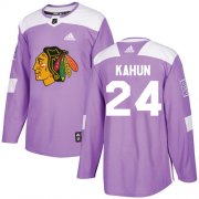 Wholesale Cheap Adidas Blackhawks #24 Dominik Kahun Purple Authentic Fights Cancer Stitched NHL Jersey