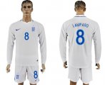 Wholesale Cheap England #8 Lampard Home Long Sleeves Soccer Country Jersey