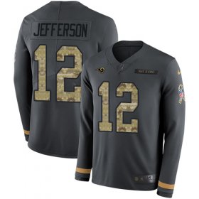 Wholesale Cheap Nike Rams #12 Van Jefferson Anthracite Salute to Service Men\'s Stitched NFL Limited Therma Long Sleeve Jersey