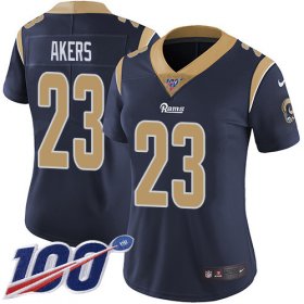 Wholesale Cheap Nike Rams #23 Cam Akers Navy Blue Team Color Women\'s Stitched NFL 100th Season Vapor Untouchable Limited Jersey