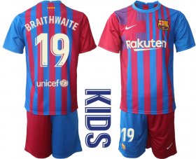 Wholesale Cheap Youth 2021-2022 Club Barcelona home red 19 Nike Soccer Jerseys