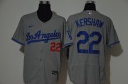 Wholesale Cheap Men's Los Angeles Dodgers #22 Clayton Kershaw Gray Stitched MLB Flex Base Nike Jersey