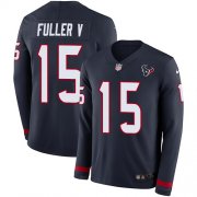 Wholesale Cheap Nike Texans #15 Will Fuller V Navy Blue Team Color Men's Stitched NFL Limited Therma Long Sleeve Jersey