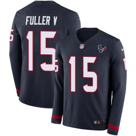 Wholesale Cheap Nike Texans #15 Will Fuller V Navy Blue Team Color Men\'s Stitched NFL Limited Therma Long Sleeve Jersey