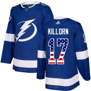 Wholesale Cheap Adidas Lightning #17 Alex Killorn Blue Home Authentic USA Flag Stitched NHL Jersey