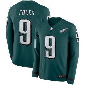 Wholesale Cheap Men\'s Eagles #9 Nick Foles Midnight Green Team Color Men\'s Stitched NFL Limited Therma Long Sleeve Jersey