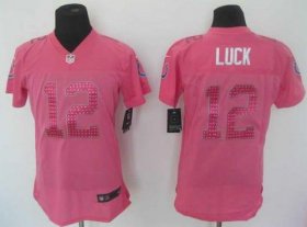 Wholesale Cheap Nike Colts #12 Andrew Luck Pink Sweetheart Women\'s Stitched NFL Elite Jersey