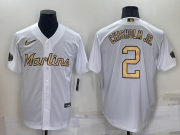 Wholesale Men's Miami Marlins #2 Jazz Chisholm Jr White 2022 All Star Stitched Cool Base Nike Jersey