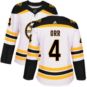 Wholesale Cheap Adidas Bruins #4 Bobby Orr White Road Authentic Women\'s Stitched NHL Jersey