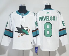 Wholesale Cheap Adidas Sharks #8 Joe Pavelski White Road Authentic Stitched NHL Jersey
